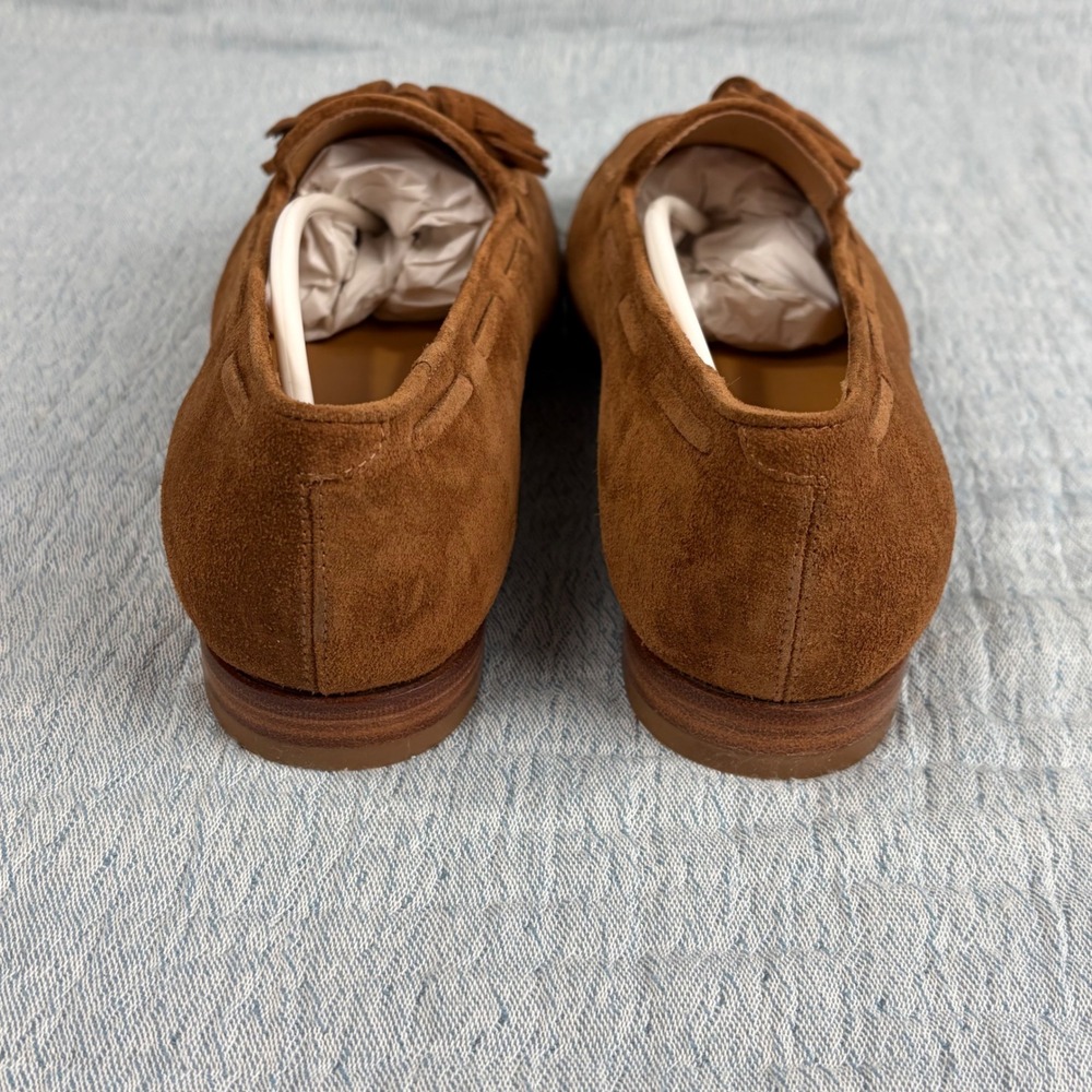 Ralph Lauren Purple Label Quillis Tassel Loafers Teak Calf Suede EU 38.5 US 8.5 - Picture 3 of 16